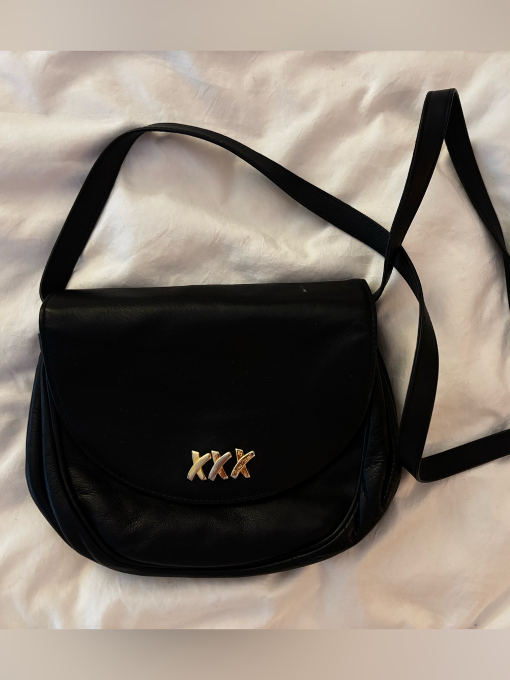 Paloma Picasso Black Crossbody Bag with Gold Accent